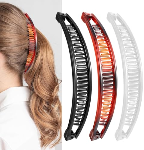 3 Stück Bananenspange Haare,Banana Clip Dickes Haar,Groß Banana Hair Clip,Bananen Haarspangen Damen Dünnes Frisur,Elegante Haarspange Damen,für Lockiges Oder Glattes Haa Frauen und Mädchen Accessoire