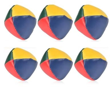 YANGWEN 6-pack set med jongleringsbollar för nybörjare – bönpåsar i PU-läder (5 cm/2 tum) – perfekt för barn, vuxna och lärande cirkusfärdigheter