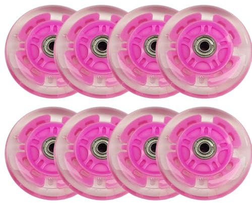 8 Stück Leuchtende LED Inline Skate Rollen Rollschuh Skating Räder Ersatzräder für Inlineskates für Indoor Outdoor 80 mm 100 mm 76 mm 72 mm 85A PU mit Lagern (Pink 76 mm)