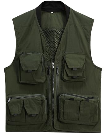 YOUTHUP Herr fiskeväst sommar utomhus verktyg arbete västar fotografi resa safari Gilet, gRÖN, XL
