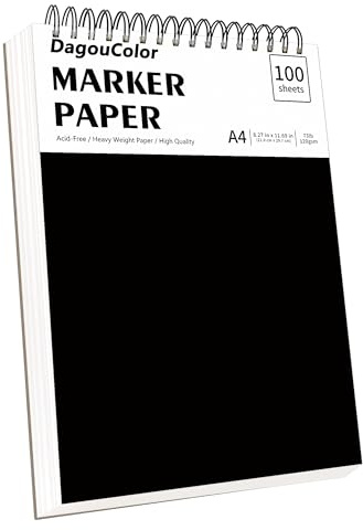 DagouColor Carta Marcatori di Alcol, A4, 1 Pack, 100 Fogli (200 Pagine) Antipenetrazione Disegno Pad, Doppio Lato Acido-Libero Spirale Libro di Schizzi per Artisti Bambini Adulti