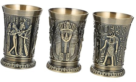 Alipis Vasos de Cóctel Base Firme Vintage Egipcios de Aleación de Zinc Dorados Juego de 3 para Uso en Hogares y Restaurantes