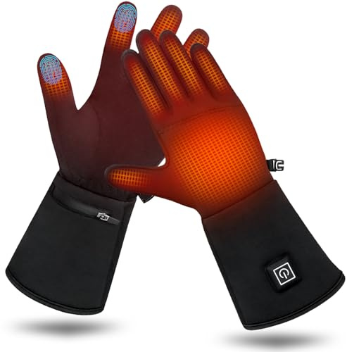 WUEAOA Beheizbare Handschuhe, Beheizte Handschuhe mit Heizung, Touchscreen, Ultradünn für Maximale Geschicklichkeit, Alleine oder als Innenhandschuhe Tragbar mit 7.4V 2200MAH Akku