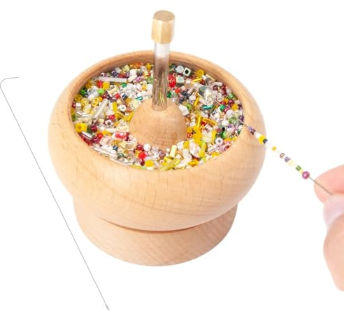 Wooden Bead Spinner - Bead Spinner for Jewelry Making | Wood Beads Spinners for Jewelry Makîng | DIY Jewêlry Making Beads Devices Set fôr Craft Seed Beading Supplies | Rotating Wooden Clay Bêad Spinne