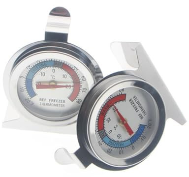 TOBBOMEY 4 Pièces Lot de Thermomètres Réfrigérateur et Congélateur Acier Inoxydable Compacts et Faciles à Installer pour Maison et Bureau Papier Argenté