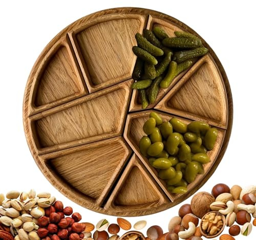 Generisch Holz Servierplatte - Großes Servierbrett Mit 8 Abnehmbaren Fächern | Holz Servierplatte Deko Für Dessert Frühstück Abendessen BBQ Grillen | Wohnzimmer Küchen Tisch Tablett