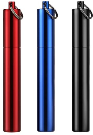 Metal Portable Toothpick Holder for Purse Travel Pocket Toothpick Holder Case Aluminum Alloy Toothpick Container Toothpicks Holders Tooth Pick Holder with Keychain for Picnic Fruit Picks Pill