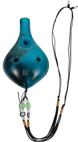 Ocarina in Dolomite a 6 Fori Blu, Strumento Musicale 1 Pezzo | Finitura Lucidata e Superficie Liscia, con Cordino e Borsa, Portatile per Adulti Professionisti