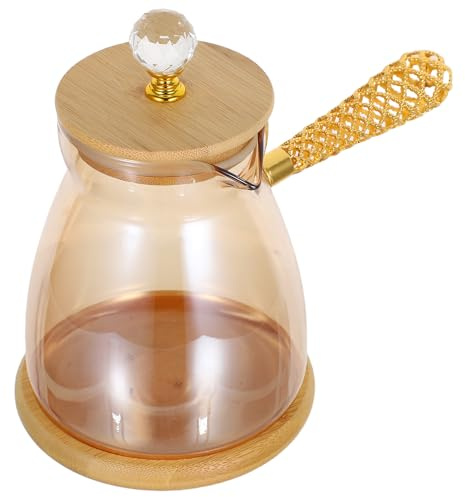 Mikikit Cafetière Turque Verre avec Poignée Longue Résistante Chaleur Pot à Café et Thé Élégant pour Maison et Café Verseuse Cezve et Infusion
