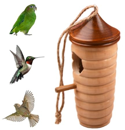 Casa de colibrí – Casa para pájaros con Cuerda – Casa de colibrí para jardín, árbol, Patio, balcón, Patio, césped, Ventana Interior, hogar