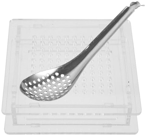 Toyvian Caja para Hacer Caviar 100 Orificios, Caja Dispensadora de Plástico Transparente Cuchara, Herramienta de Gastronomía Molecular para Cocina en Casa y Restaurante