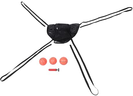 Gogogmee Aro de Baloncesto Plegable para Trampolín Negro con 1 Bomba de Inflado y 3 Balones, Soporte Estable para Juego Interior y Exterior en Familia