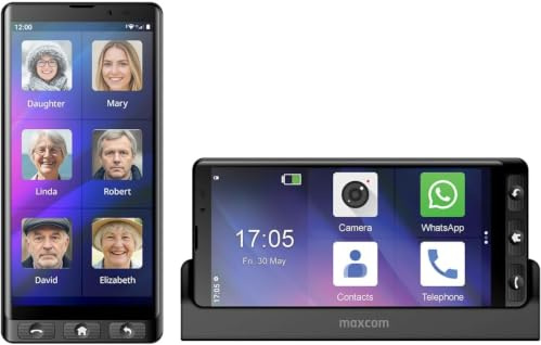 Teléfono Móvil para Personas Mayores MAXCOM MS601, Smartphone para Mayores con Whatsapp, Iconos Grandes, Botón SOS, Pantalla Grande 6”, Base de Carga, Volumen Alto, Android 14, Batería 4000 mAh, 64GB