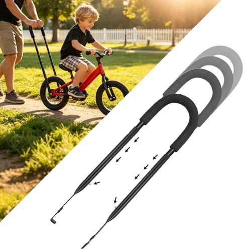 Meyola Doppelstange Fahrradstange Für Kinderfahrrad, Verstellbare Schiebestange Fahrrad Kinder, Rutschfester Sicherheitsgriff Universal Fahrrad Lernhilfe Balance Für Das Lernen des Fahrradfahrens