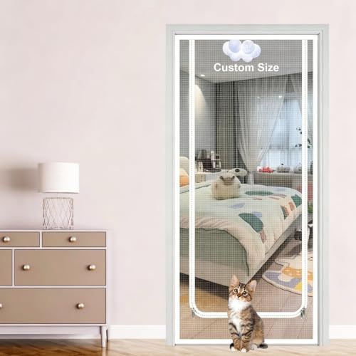 Zanzariera per gatti da interni, rete rinforzata con doppia cerniera, zanzariera per porta tiene lontani gli insetti, schermo a prova di gatto per porta