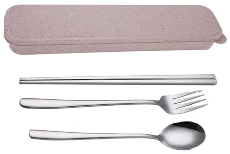 Hemobllo Ensemble de Couverts en Acier Inoxydable 4 Pièces avec Boîte Portable, Pratique et Hygiénique, pour Barbecue et Repas en Salle à Manger