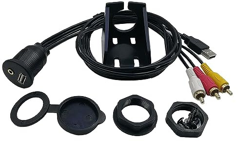 zdyCGTime Soporte de Panel HDMI 3,5 mm y HDMI Macho a Hembra extensión de Montaje, Montaje Empotrado, Cable de Montaje en Panel, para Coche, Barco, Motocicleta