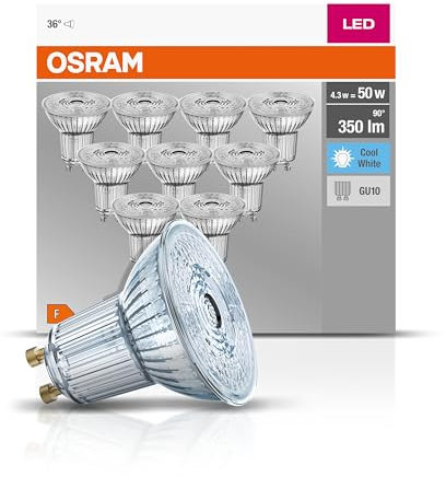 Osram Base Par 16 Lampada LED Gu10, 3.6 W, Luce Neutra, 10 Lamp.