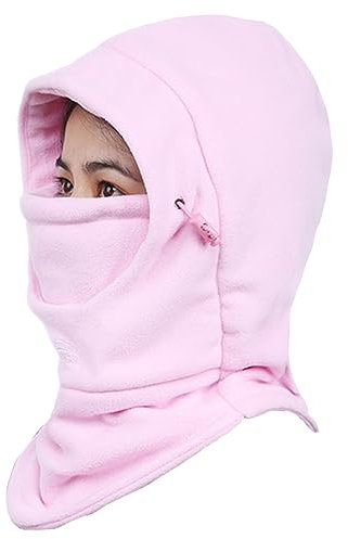 Azarxis Fleece Winter Sturmhaube, Warme Gesichtsmaske, Skimaske für Snowboard, Radfahren, Motorrad, Sport (Rosa - zweistöckig)