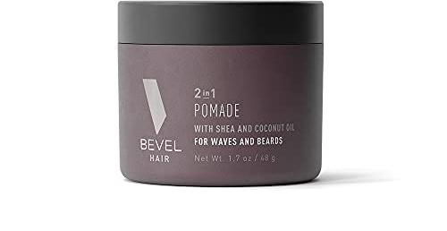Beard Balm & Hair Pomade by Bevel with Coconut Oil and Shea Butter, Beard Care for Men, 1.7 oz (Packaging May Vary)