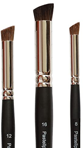 Pastellpinsel Set Künstlerpinsel Pinselset schräg - Grösse 8, 12 und 16