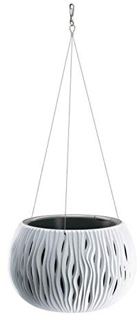 Prosperplast Sandy Bowl DSK290 Blumenampel Blumentopf Hängetopf inkl. Pflanztopf Ø 290mm 3,9L (Weiß)