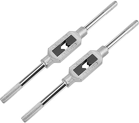 uxcell Adjustable Tap Wrench Handle, for Metric M3-M12 W1/8-1/2 Taps, Thread Tap Holder Reamer Hand Tapping Tool for Machinist Repair, Medium Carbon Steel Handle with Nickel Plated, 2pcs