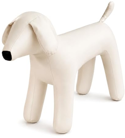 Hunde-Mannequin aus PU-Leder | Flexibles Hunde-Modell zur Präsentation von Haustierkleidung | Robuste Schneiderpuppe & Schaufensterpuppe für Hundebekleidung, Stehend(Weiß, L)
