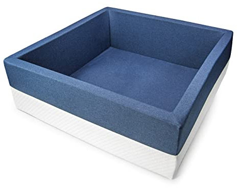 Rainbow Kids - XXL Bällebad Bällepool Kugelbad für Kinder Spielbecken für drinnen und draußen (90x90x40 ohne Bälle)- Dunkelblau-Weiss