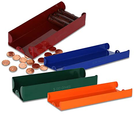 BankSupplies Coin Trays Metal Money Organizer Set Color-Coded Federal Reserve Standards