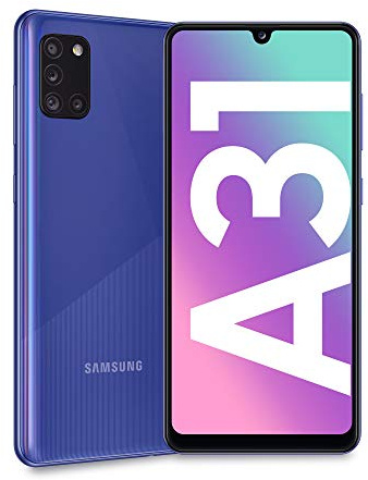 Samsung Galaxy A31 Smartphone, Display 6.4” Full HD e Amoled, 4 Fotocamere Posteriori, 128 GB Espandibili, RAM 4 GB, Batteria 5000 mAh, 4G, Dual Sim, Android 10, 185 g, Versione Italiana, Blu
