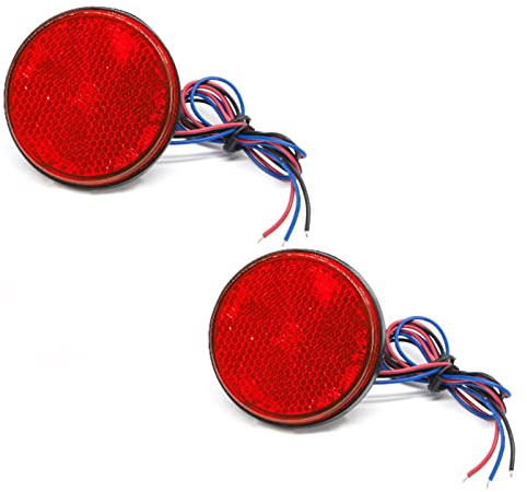 Biqing 2 piezas de luces traseras para motocicleta, luz de señal de giro, luz de freno redonda universal, luz trasera de 12 V, reflector de 24 LED, luz indicadora de parada y marcador de freno para