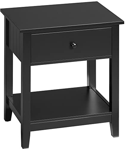 HOMCOM End Table, 2-Tier Side Table with Drawer and Storage Shelf, Modern Sofa Side Table for Living Room, Black