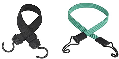 Master Lock 3245EURDAT Gummi-Spannseil mit Giant Rotative Hook [120 cm langes Spannseil] & 3225EURDAT Flaches Gummi-Spannseil mit Haken [80 cm langes Spannseil] [Doppelter Invershaken]