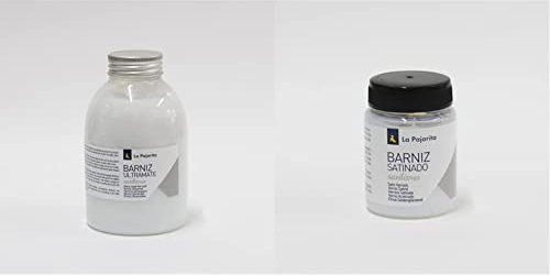 Bote de Barniz Acabado Ultramate 500 ml La Pajarita 124215 Efecto + Bote de Barniz Acabado Satinado 75ML Efecto Satinado