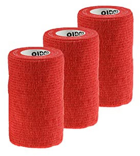 1/3/6 Haftbandagen Größe+Farbe wählbar - selbsthaftende Bandage Fixierverband selbstklebend, Farbe:3 Stück | 10 cm | rot