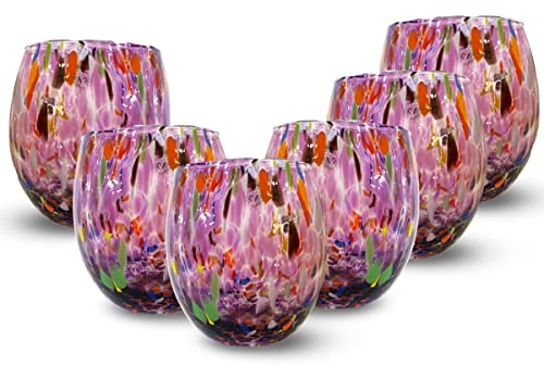 Gocce di Murano 6 Weingläser nach der Tradition der Murano-Handwerker, mundgeblasenes und handgearbeitetes Glas 200 ml - Elegante und wertvolle Weingläser