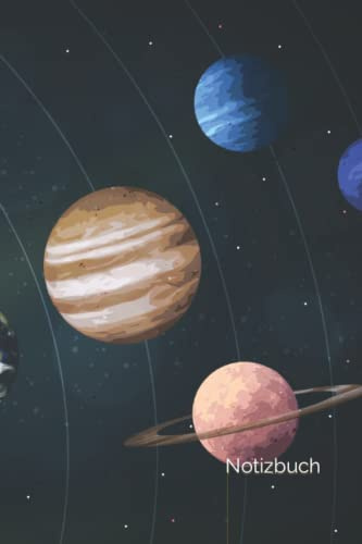 Notizbuch: Sonnensystem Notizbuch | 6x9 Zoll DIN A5 | 100 Seiten liniert | Planeten Notizheft | Weltall Tagebuch | Weltraum Schreibheft | Astronomie Geschenk