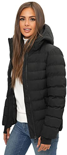 OZONEE Damen Winterjacke Jacke Winter Farbvarianten Warm Bomberjacke Steppjacke Wintermantel Kunstfell Daunenjacke Leichte Outdoor Puffer Jacket Gepolstert JS/M769/392 SCHWARZ M