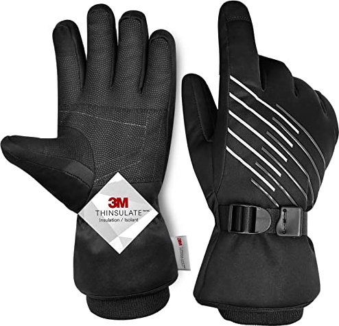 BIKINGMOREOK Winterhandschuhe,3M Thinsulate Skihandschuhe Wasserdicht Warme Touchscreen Thermo Handschuhe,Winddicht Fahrradhandschuhe Herren Damen-MK024-B-S