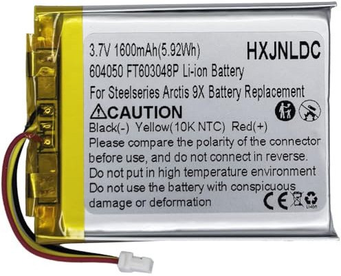 DC 3.7v 1600mah 604050 FT603048P Batterie au Lithium polymère Rechargeable pour Steelseries Arctis 9X Casque de Jeu sans Fil Battery Replacement