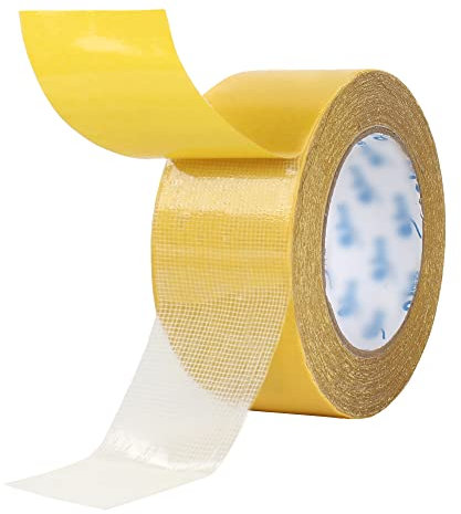 MilyaDE Verlegeband Teppichklebeband 60mm x 20m Extra Stark Rückstandsfrei Entfernbar Doppelseitiges Klebeband Leicht Reißbar