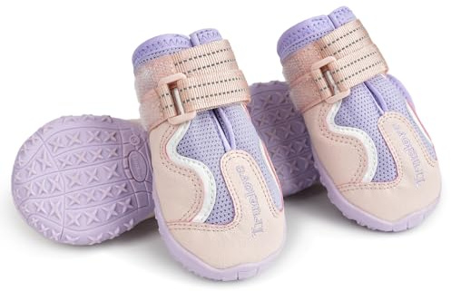 MOKCCI Truelove Hundestiefel, wasserdichte Haustierschuhe mit reflektierenden Riemen für Pfotenschutz, kleine, mittelgroße und große Hunde, Sommer, Winter, Schnee, Spaziergänge im Freien