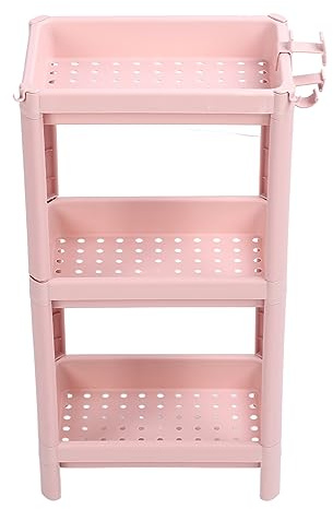 Scaffale da Terra, Multistrato Rosa Salvaspazio Multifunzionale per Riporre il Pavimento del Bagno, Facile Accesso, Durevole, per Camere da Letto (3 strati)