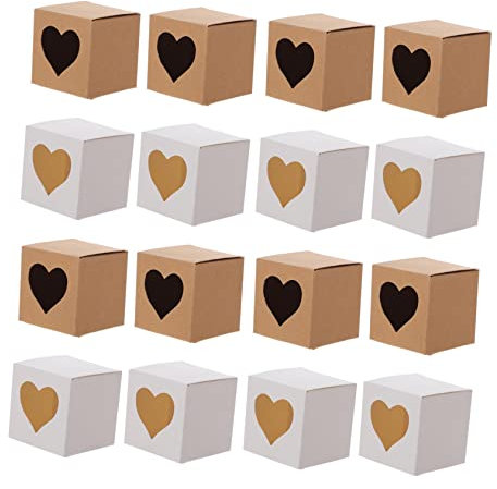 CHILDWEET 60 Stücke Herzförmige Geschenkbox Aus Kraftpapier Quadratische Papierboxen Zum Personalisieren Braune Würfel-geschenkboxen Für Party Geburtstag Hochzeit