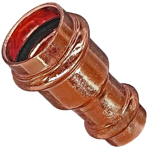 MegaHaustechnik Reduzierung 22x18 Pressfitting aus Kupfer für Kupferrohr-Außendurchmesser 22 auf 18mm reduziert zum Verpressen V-Kontur, Trinkwasser geeignet, 2415.2 Reduktion Übergang