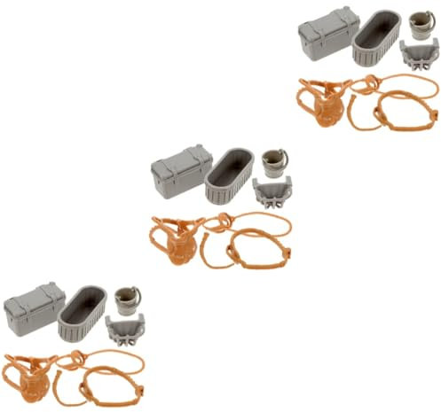UPKOCH 3sätze Miniatur-pastoral-Accessoire Teiliges Modell Für Simulierte Pferdefarm-Dekoration Inklusive Sattel Trog Und Eimer Für DIY-mikrolandschaften