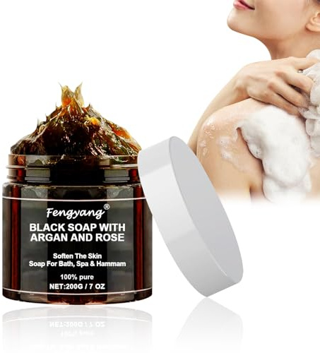 Fengyang® Marokko Exfoliate Schwarze, Feuchtigkeitsspendendes Peeling, Marokko Körperpeeling, für Glatte, Weiche Haut Im Badezimmer