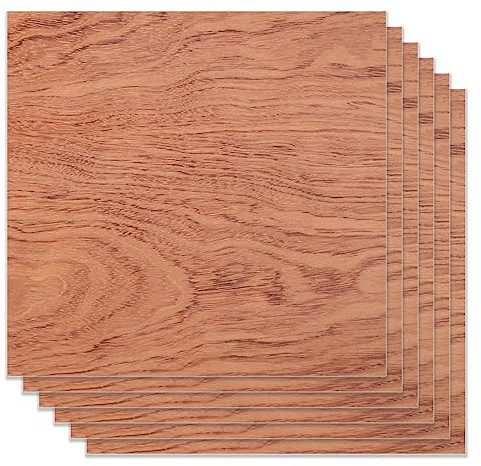 Candeon Lot de 6 plaques de contreplaqué - Bois non traité - 30 x 30 cm - Contreplaqué bubinga en palissandre brésilien - Pour travaux manuels, gravure laser