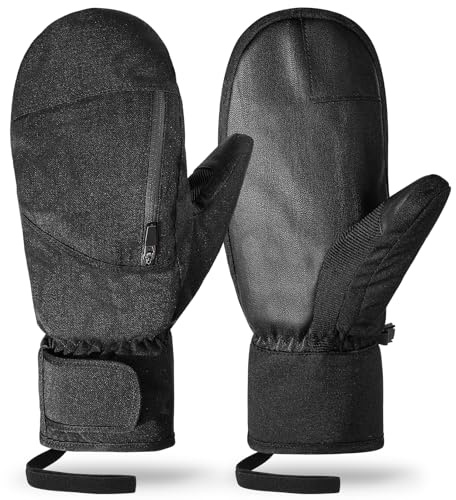 QKURT Skihandschuhe, Unisex Winter warme Handschuhe, innere fünf Finger und Touchscreen wasserdicht Schnee Handschuhe, Winddicht Outdoor Ski Handschuh für Skifahren Radfahren Snowboarden Gehen